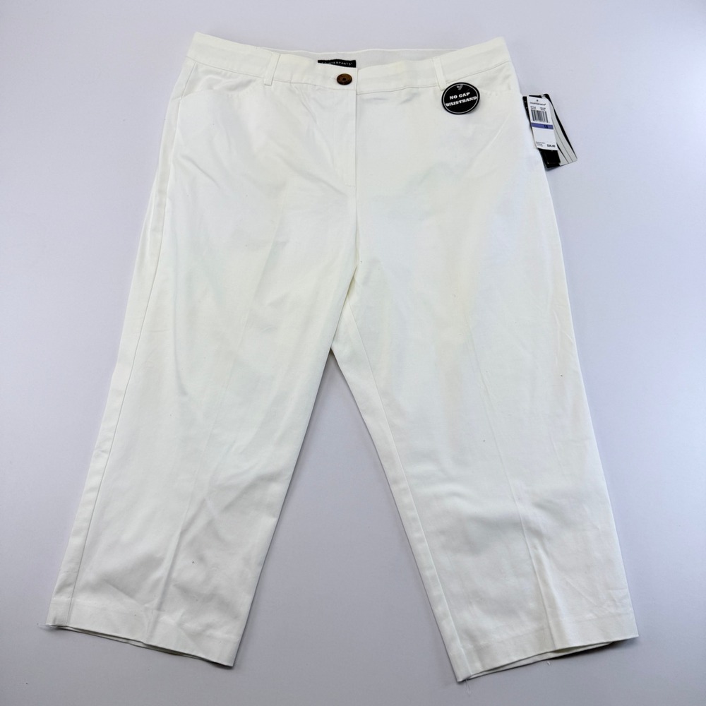 Counterparts White No Gap Waistband Crop Pants Size 18   Cotton Stretch